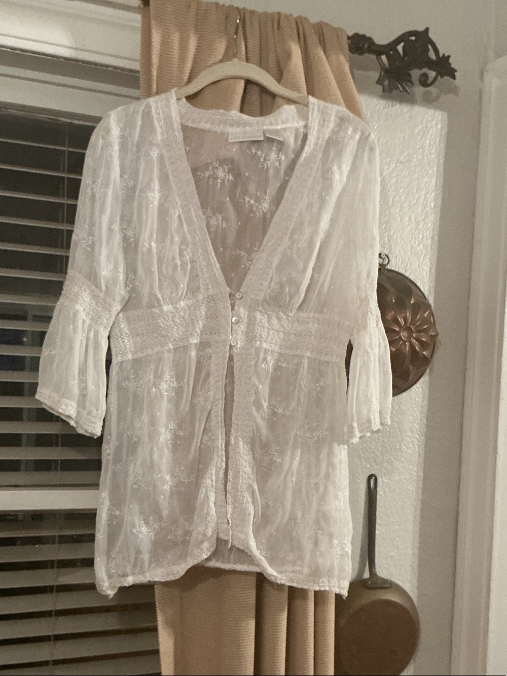 Soft Surroundings White Sheer Embroidered Tunic
